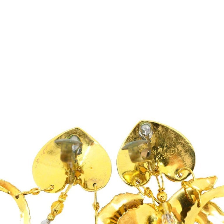 1990 Lunch At The Ritz Carte Du Jour African Animal Gold Silver Clip Earrings - 15
