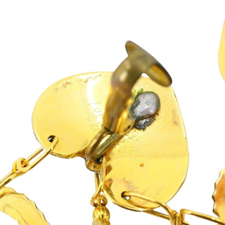 1990 Lunch At The Ritz Carte Du Jour African Animal Gold Silver Clip Earrings - 17