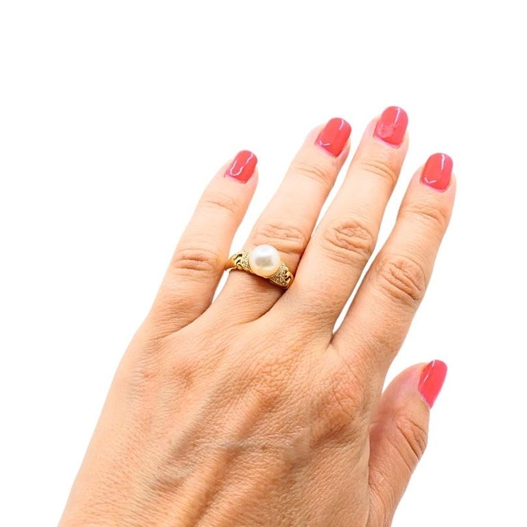 Bvlgari Pearl Diamond 18k Gold Cocktail Ring - 2