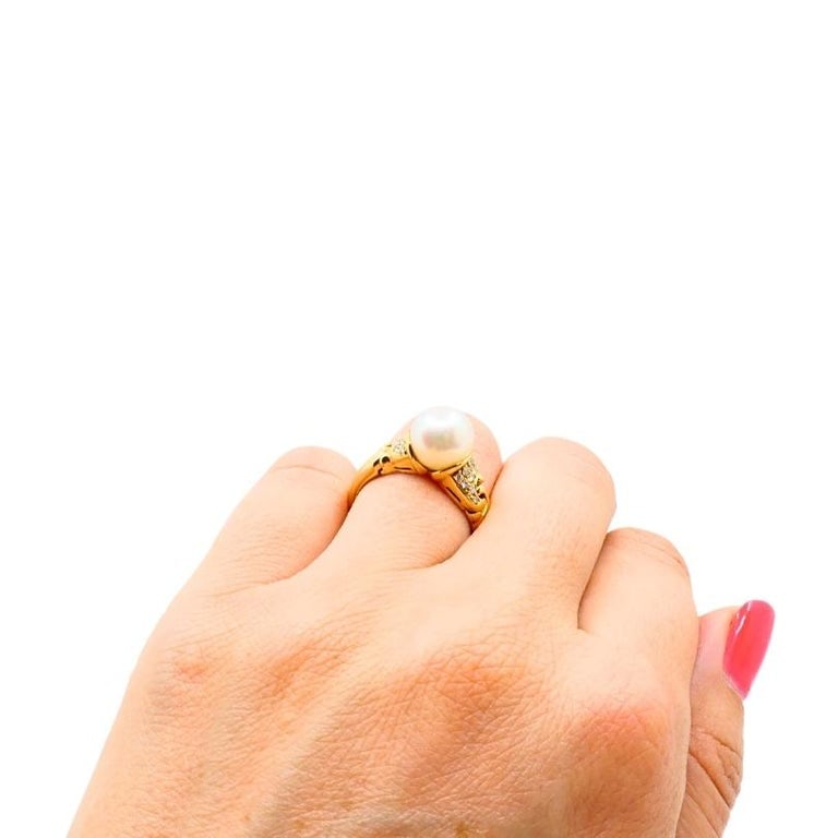 Bvlgari Pearl Diamond 18k Gold Cocktail Ring - 3