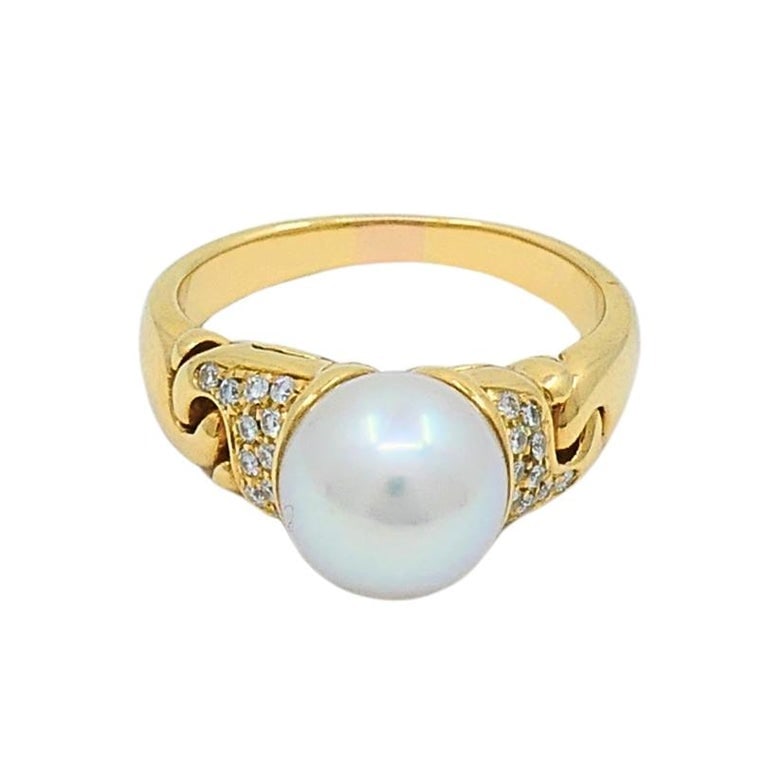Bvlgari Pearl Diamond 18k Gold Cocktail Ring - 4