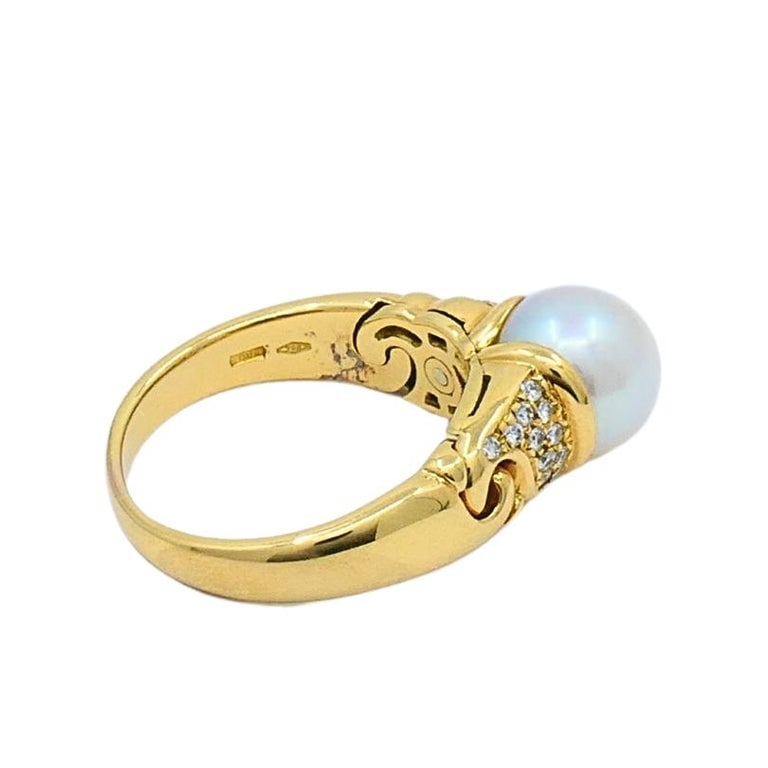 Bvlgari Pearl Diamond 18k Gold Cocktail Ring - 6