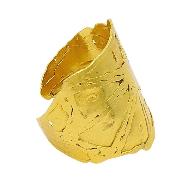 Jean Mahie 22k Gold Wide Cuff Bracelet - 5