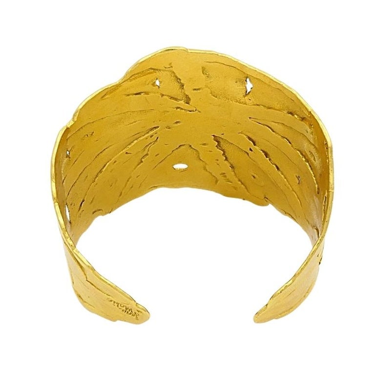 Jean Mahie 22k Gold Wide Cuff Bracelet - 6