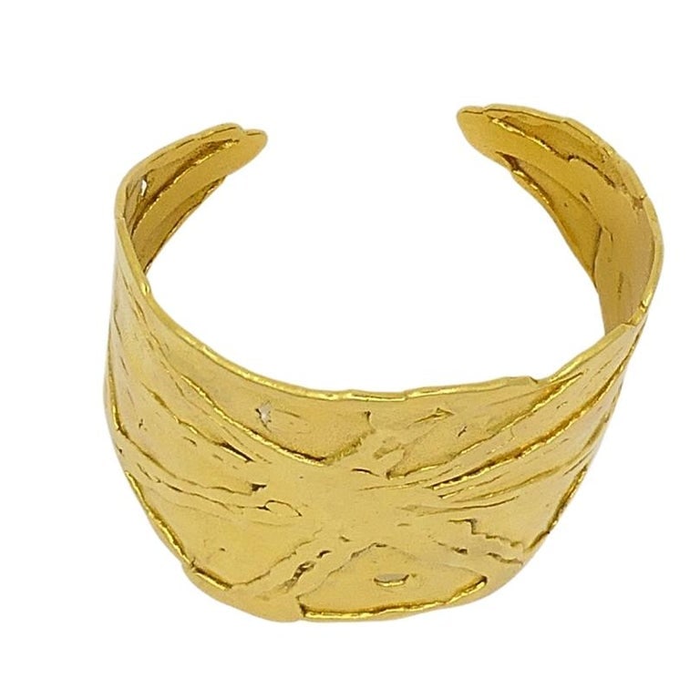 Jean Mahie 22k Gold Wide Cuff Bracelet - 7