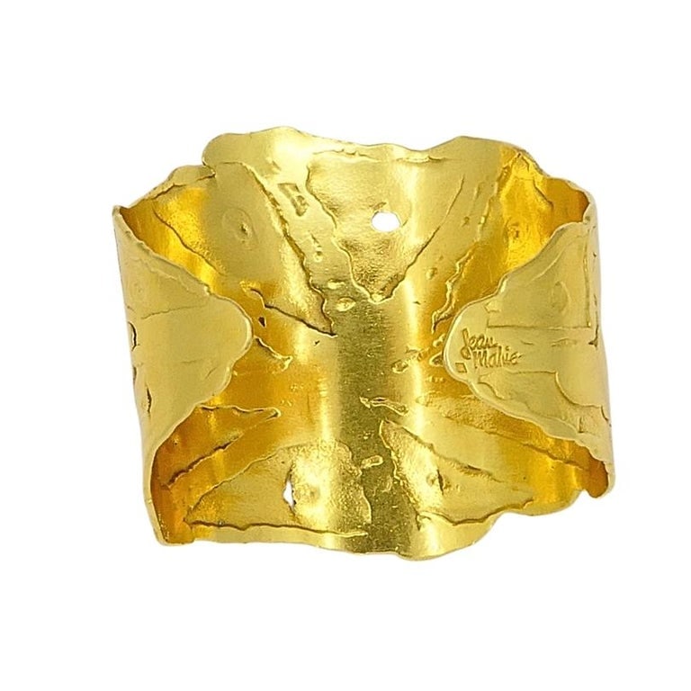 Jean Mahie 22k Gold Wide Cuff Bracelet - 8