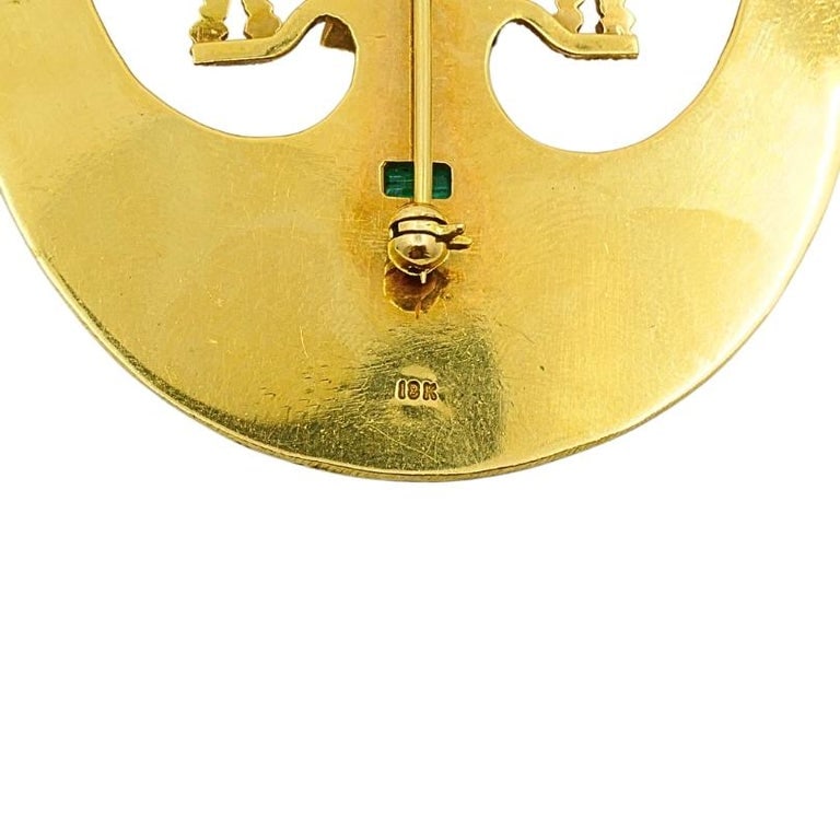 18k Gold Brooch/Pendant Emeralds Pre-Columbian Jewelry - 8