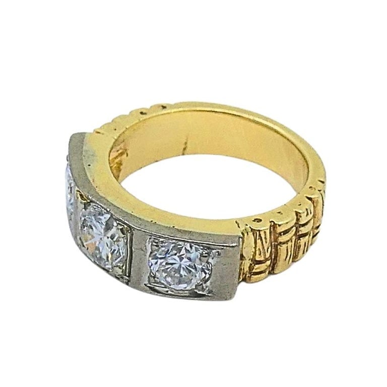 Vintage Three Stone Diamond Ring 14k Gold - 4