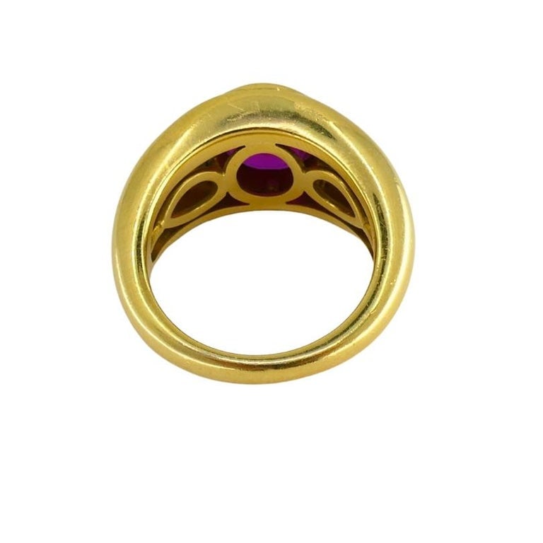 Bvlgari Bulgari Band Ring 18k Gold Cabochon Ruby Diamond AGL Certificate - 5