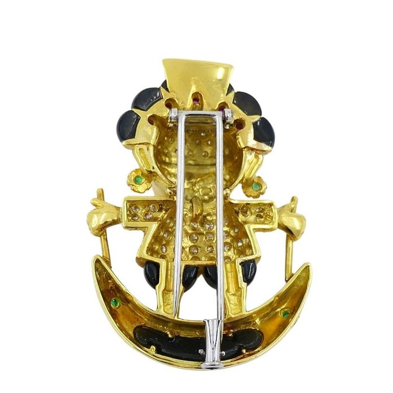 Aldo Cipullo Cartier Warrior Brooch 18k Gold Onyx Diamond Gemstones - 4
