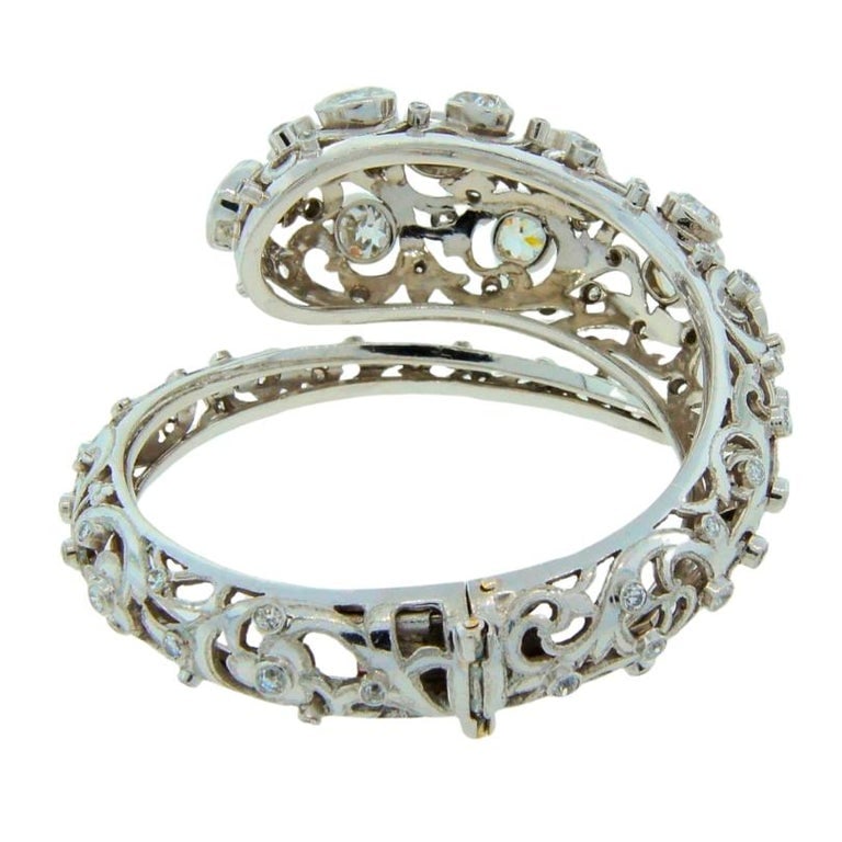 Vintage Lalaounis Snake Bracelet Platinum Diamond 16 carats Bangle - 10