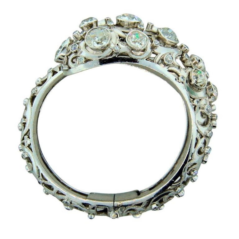 Vintage Lalaounis Snake Bracelet Platinum Diamond 16 carats Bangle - 11