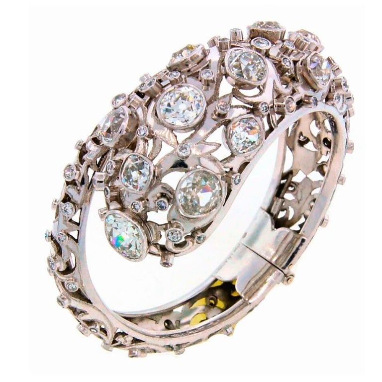 Vintage Lalaounis Snake Bracelet Platinum Diamond 16 carats Bangle - 12