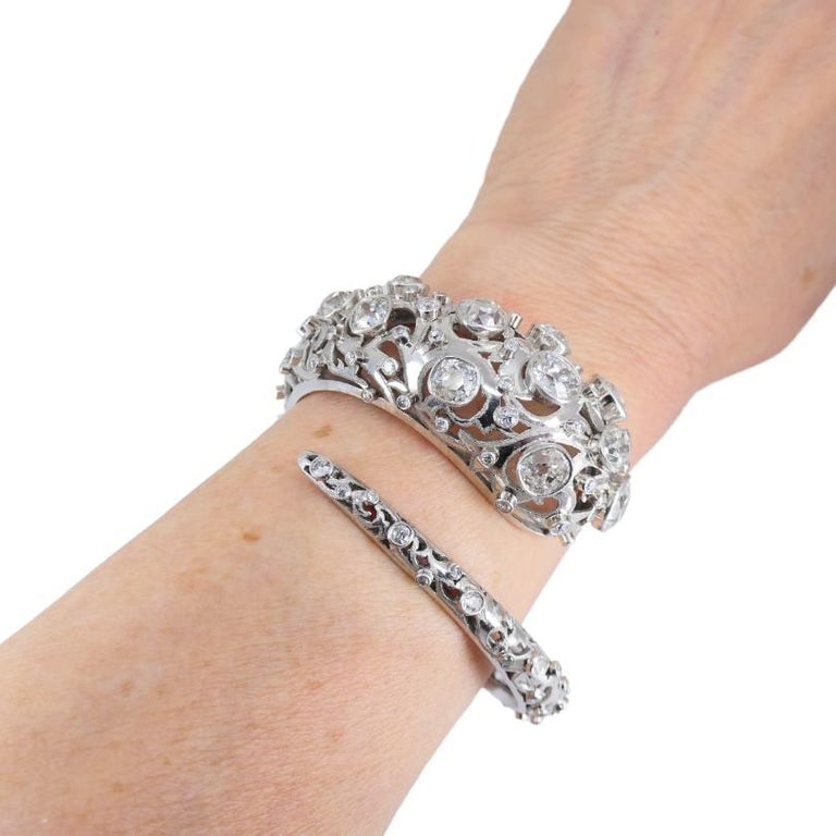 Vintage Lalaounis Snake Bracelet Platinum Diamond 16 carats Bangle - 2