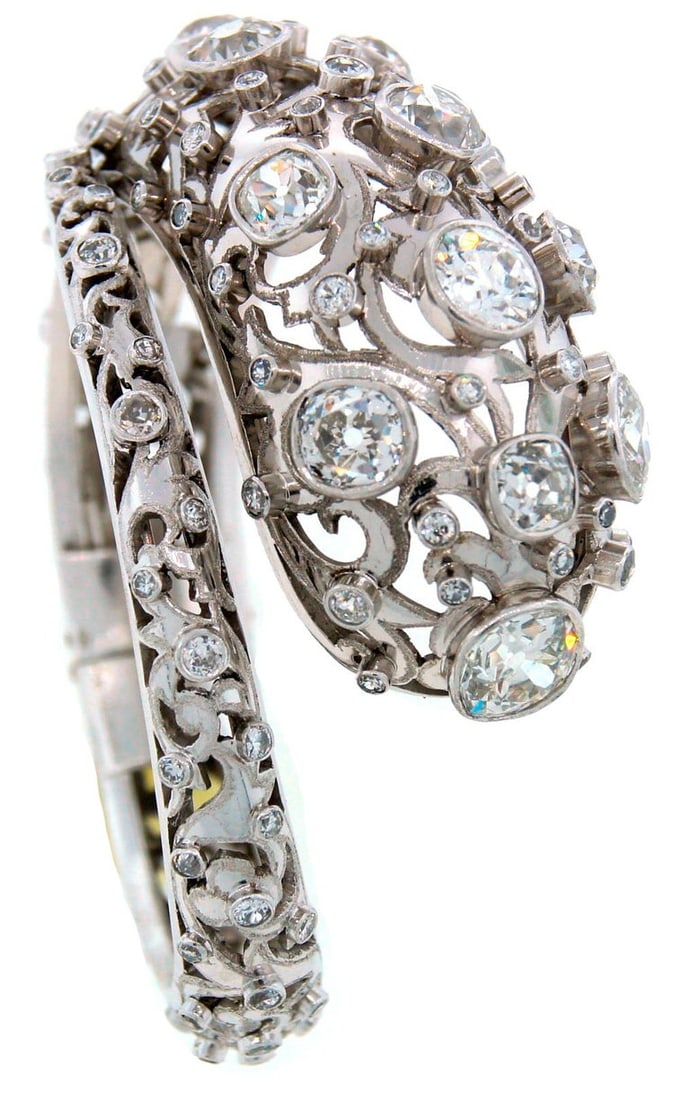 Vintage Lalaounis Snake Bracelet Platinum Diamond 16 carats Bangle - 7