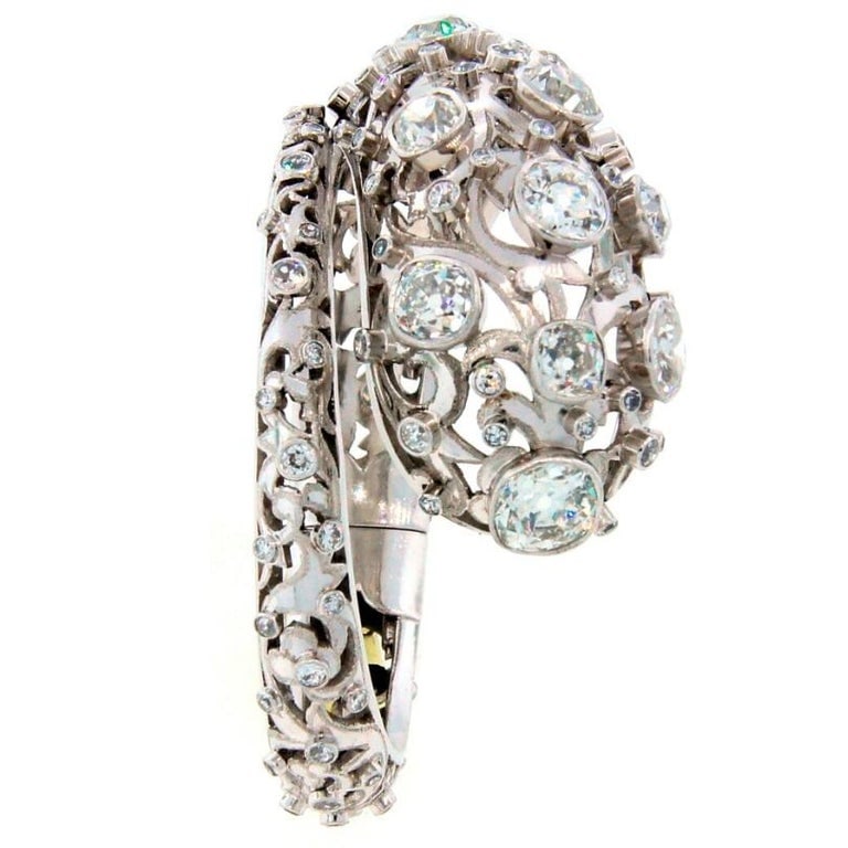 Vintage Lalaounis Snake Bracelet Platinum Diamond 16 carats Bangle - 8