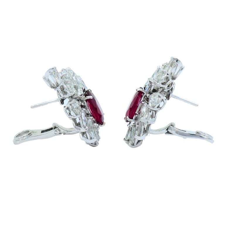 Ruby Earrings Cluster Diamond 18k Gold Mozambique Certified - 4