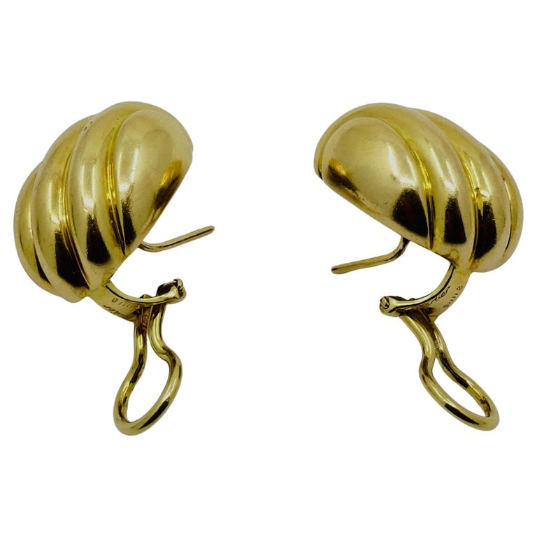 Cartier Earrings 18k Gold Shell Design - 6
