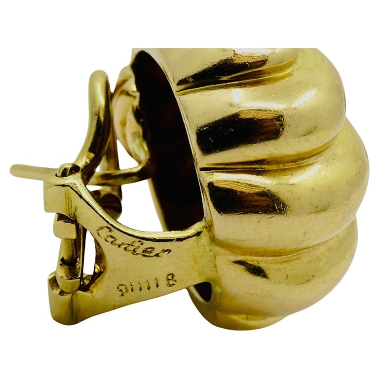 Cartier Earrings 18k Gold Shell Design - 8