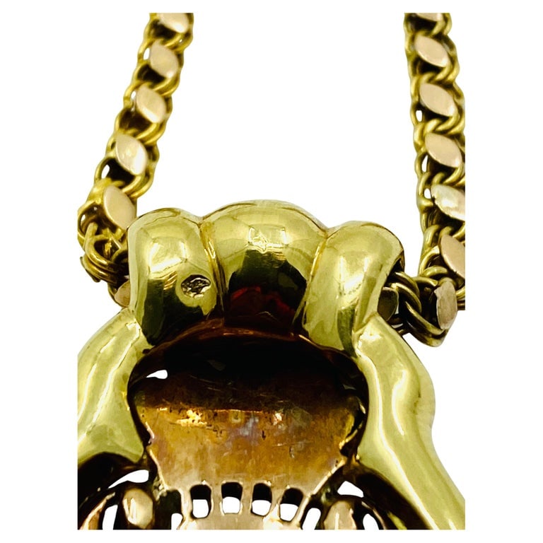 Antique Portrait Miniature Pendant and 14k Gold Chain Necklace - 7