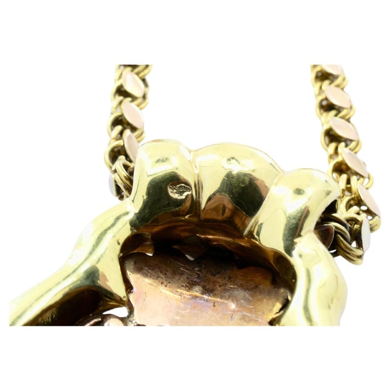 Antique Portrait Miniature Pendant and 14k Gold Chain Necklace - 9