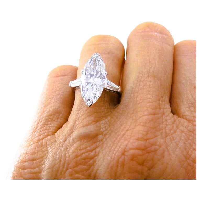 Van Cleef & Arpels Marquise Diamond Platinum Ring GIA 5.11-carat D VVS2 VCA - 2