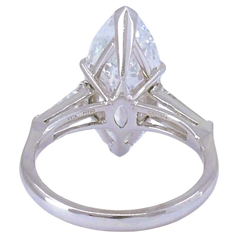 Van Cleef & Arpels Marquise Diamond Platinum Ring GIA 5.11-carat D VVS2 VCA - 6