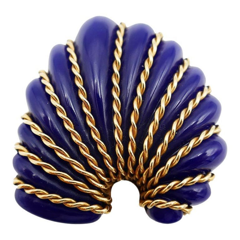 Seaman Schepps Vintage Brooch 14k Gold Bakelite Seashell Pin Estate Jewelry (1 of 5)