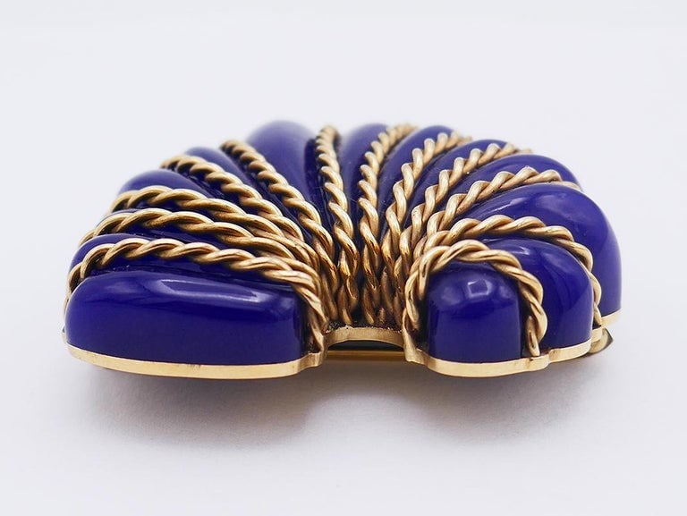 Seaman Schepps Vintage Brooch 14k Gold Bakelite Seashell Pin Estate Jewelry - 4