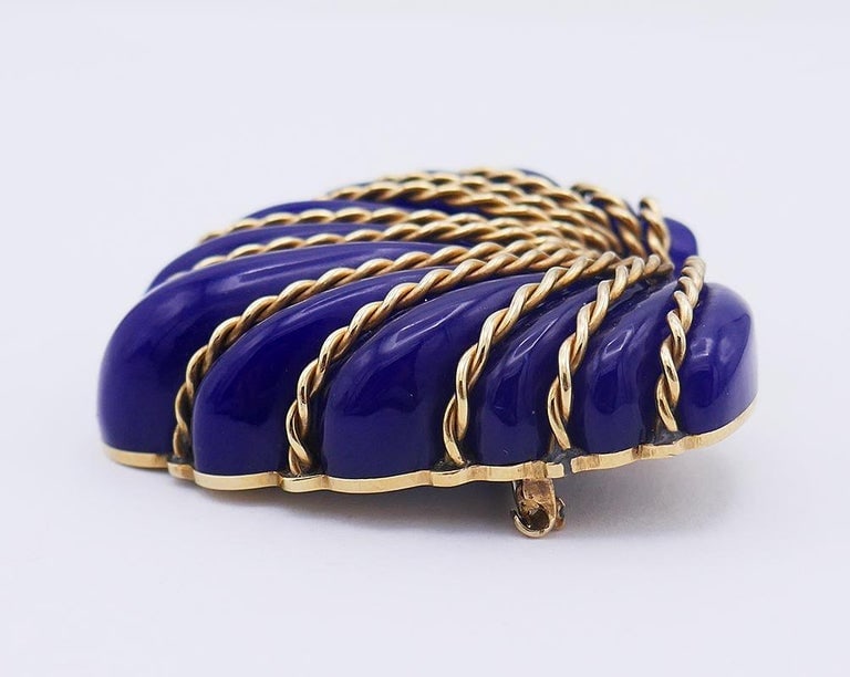 Seaman Schepps Vintage Brooch 14k Gold Bakelite Seashell Pin Estate Jewelry - 5