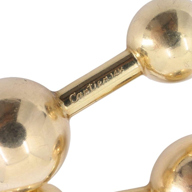 Vintage Cartier 14k Gold Barbell Cufflinks, Men's Jewelry, 1970s - 6