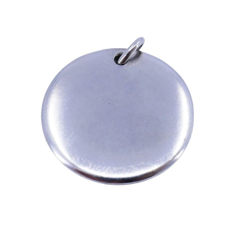 Vintage Tiffany & Co. 18k White Gold Diamond Disc Pendant - 3