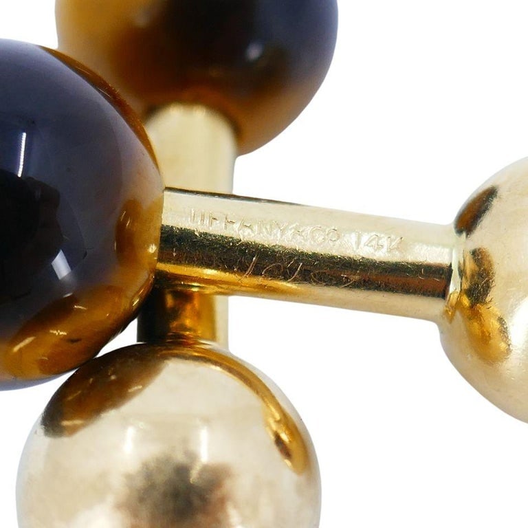 Vintage Tiffany & Co. 14k Gold Tigers Eye Cufflinks - 3