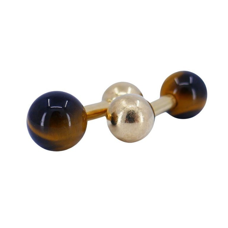 Vintage Tiffany & Co. 14k Gold Tigers Eye Cufflinks - 4