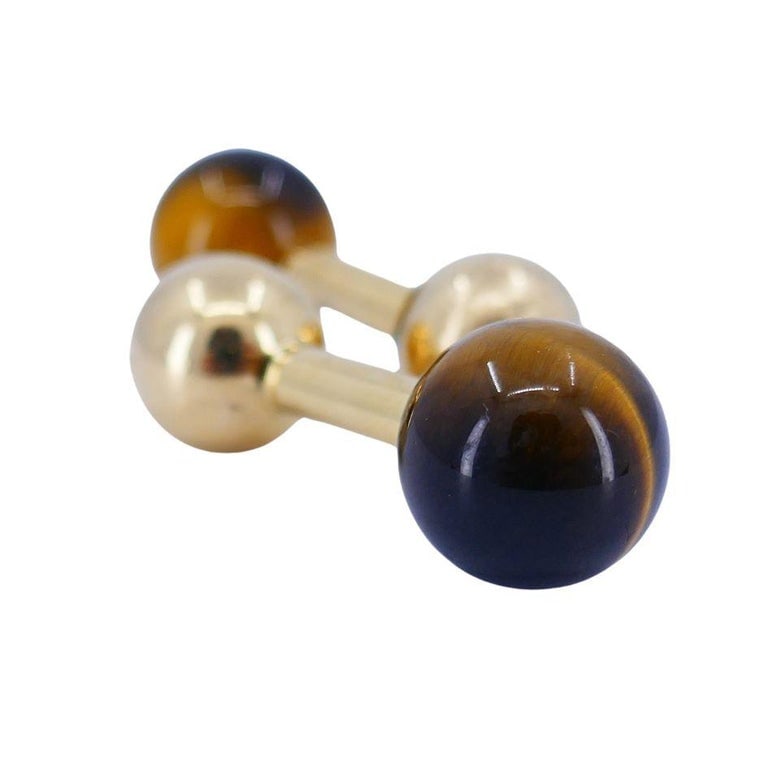 Vintage Tiffany & Co. 14k Gold Tigers Eye Cufflinks - 5