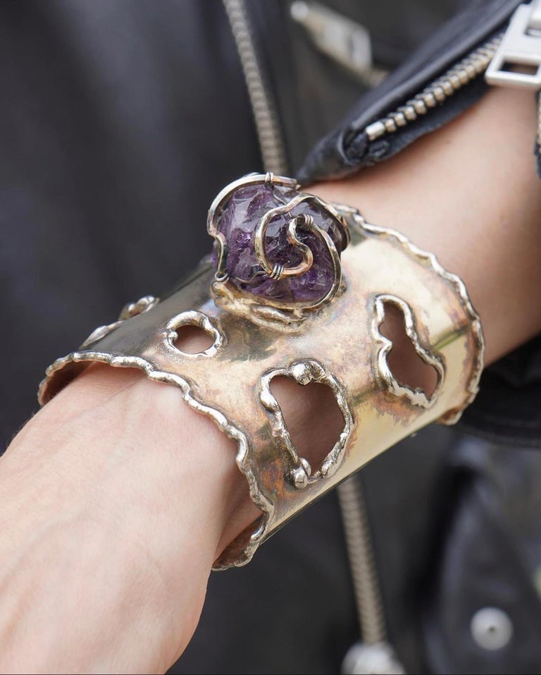 Arthur King Silver Amethyst Cuff Bracelet - 10