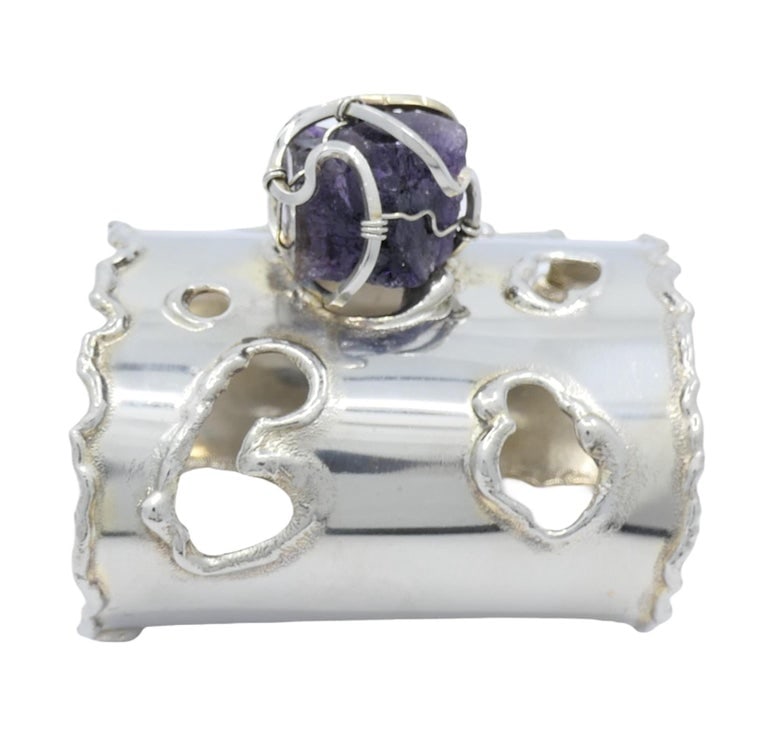 Arthur King Silver Amethyst Cuff Bracelet - 3