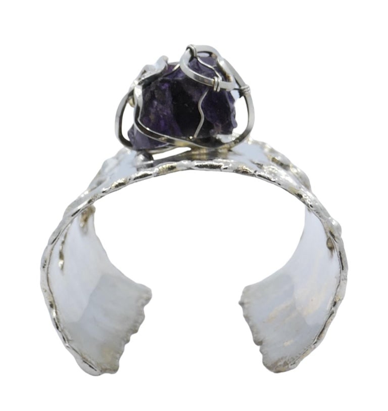 Arthur King Silver Amethyst Cuff Bracelet - 6