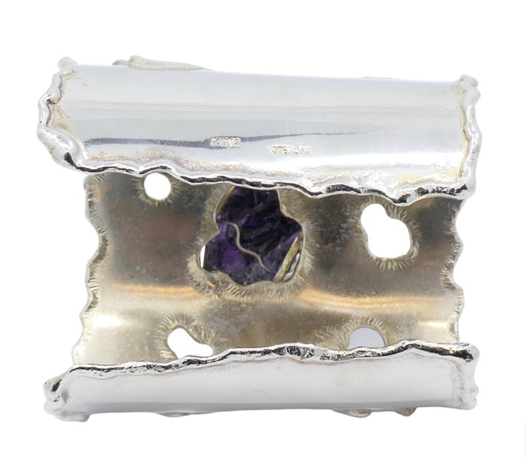Arthur King Silver Amethyst Cuff Bracelet - 7