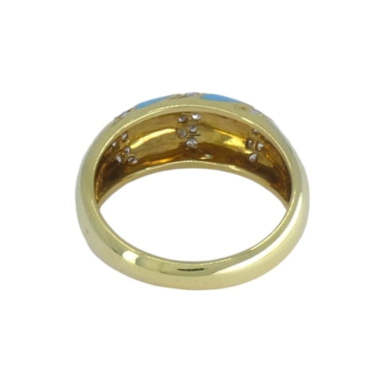 1960s Tiffany & Co. 18k Gold Turquoise Diamond Ring - 5