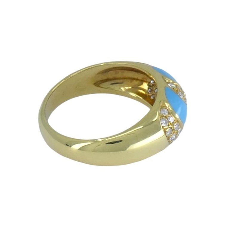 1960s Tiffany & Co. 18k Gold Turquoise Diamond Ring - 6