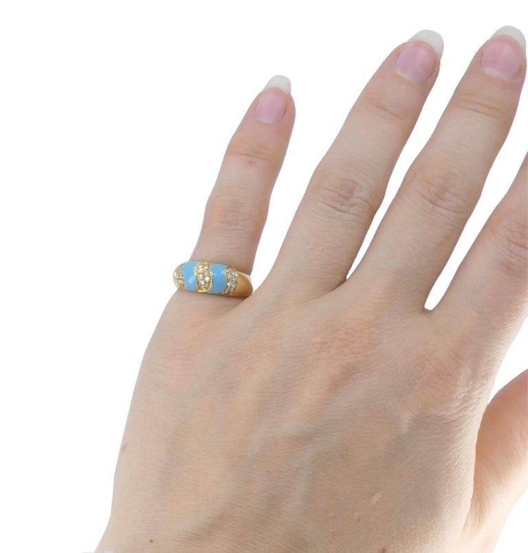 1960s Tiffany & Co. 18k Gold Turquoise Diamond Ring - 7