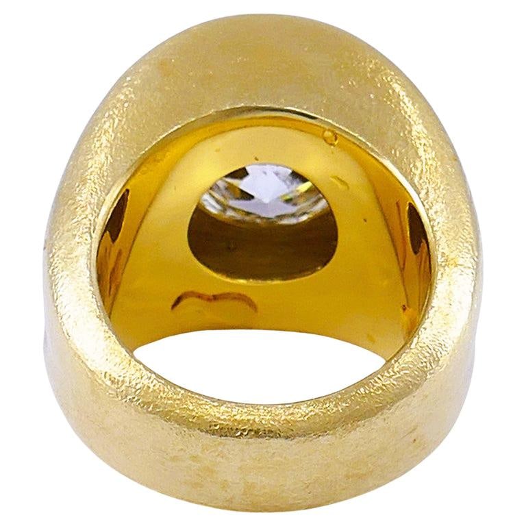 Old European Cut Diamond Chunky Gold Band Ring Estate Jewelry - 7