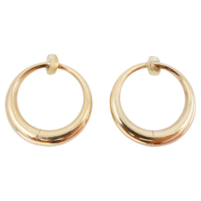 Vintage Yellow 14k Gold Hoop Clip-on Earrings (1 of 7)