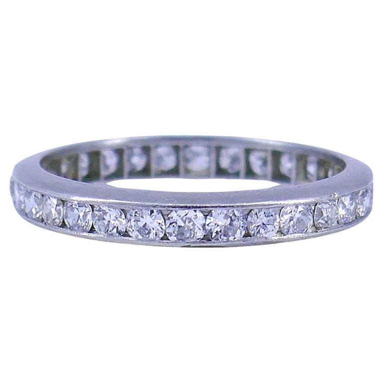 Art Deco Ring Eternity Band Platinum Diamond Estate Jewelry - 4