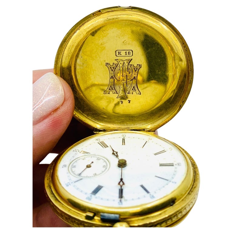 Breitling Laederich Antique Pocket Watch 18k Gold Enamel - 7