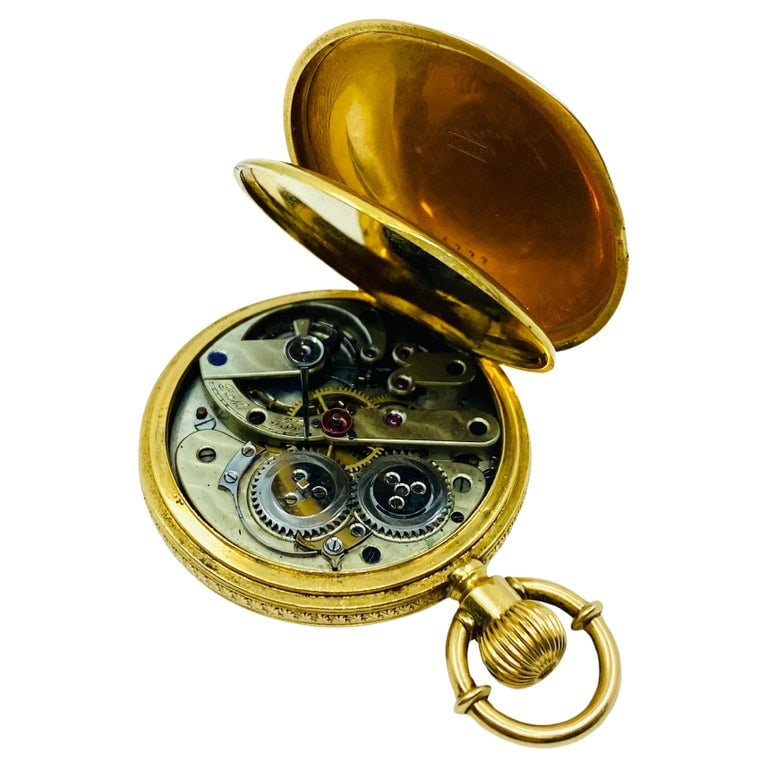 Breitling Laederich Antique Pocket Watch 18k Gold Enamel - 9