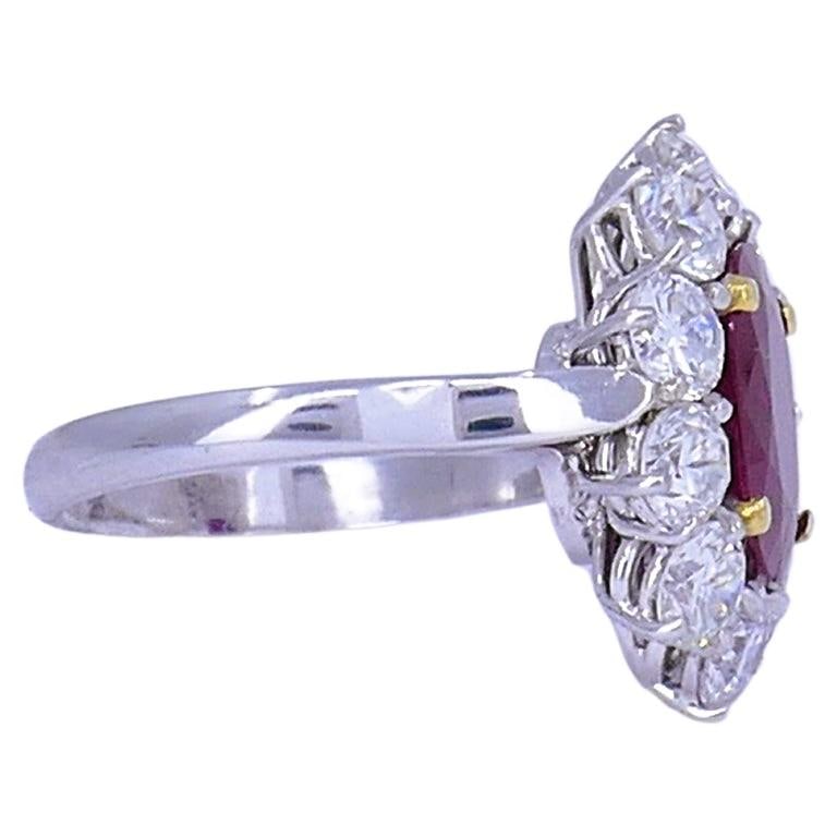 Vintage Burma Ruby Diamond Gold Cluster Ring AGL Estate Jewelry - 4