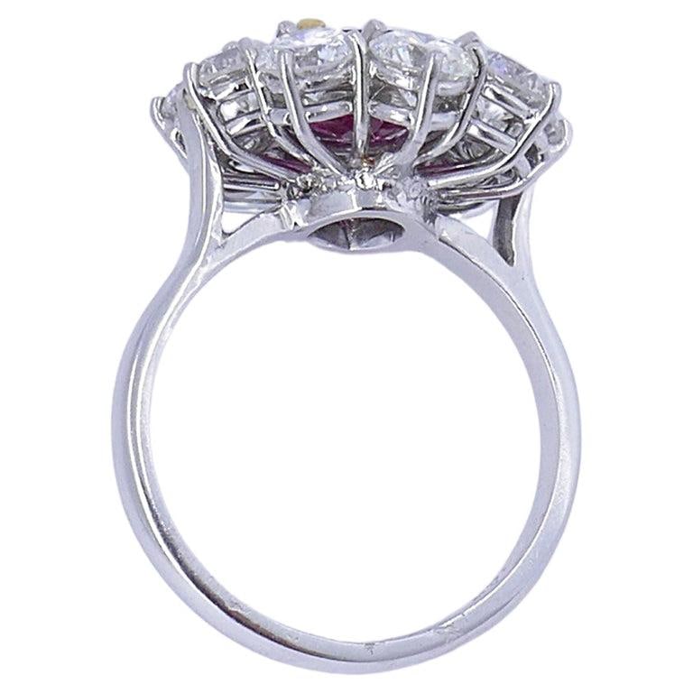 Vintage Burma Ruby Diamond Gold Cluster Ring AGL Estate Jewelry - 5