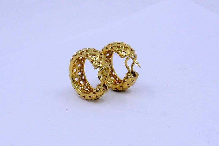 Tiffany & Co. Vannerie 18k Gold Woven Hoop Earrings - 3